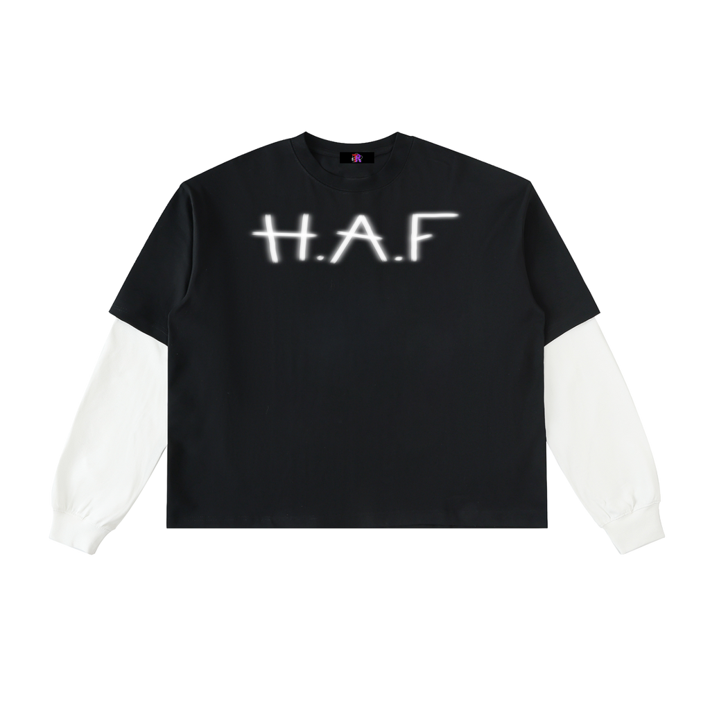 TRASHY ASS PYTHON Layered Contrast Sleeve Cotton T-Shirt