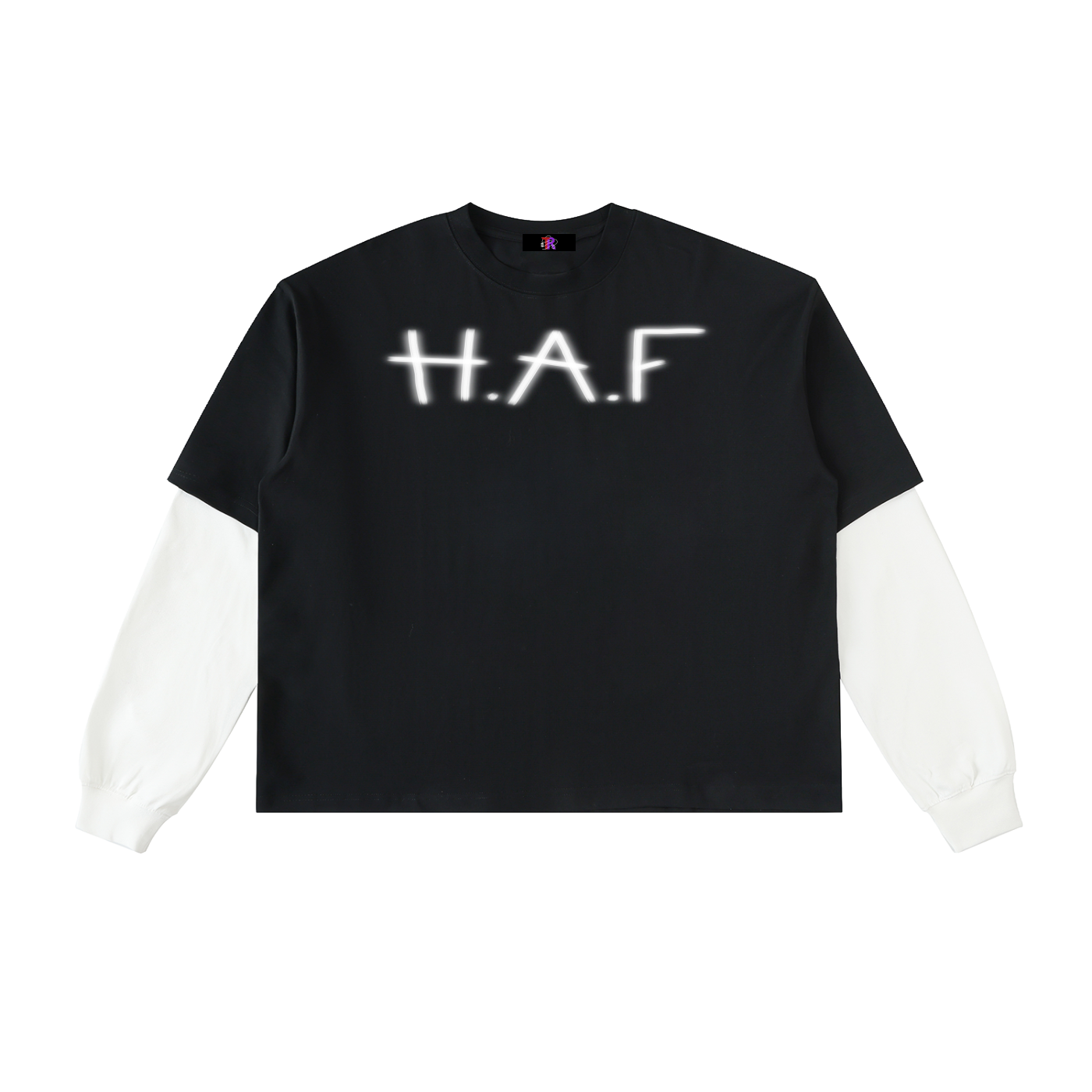 TRASHY ASS PYTHON Layered Contrast Sleeve Cotton T-Shirt