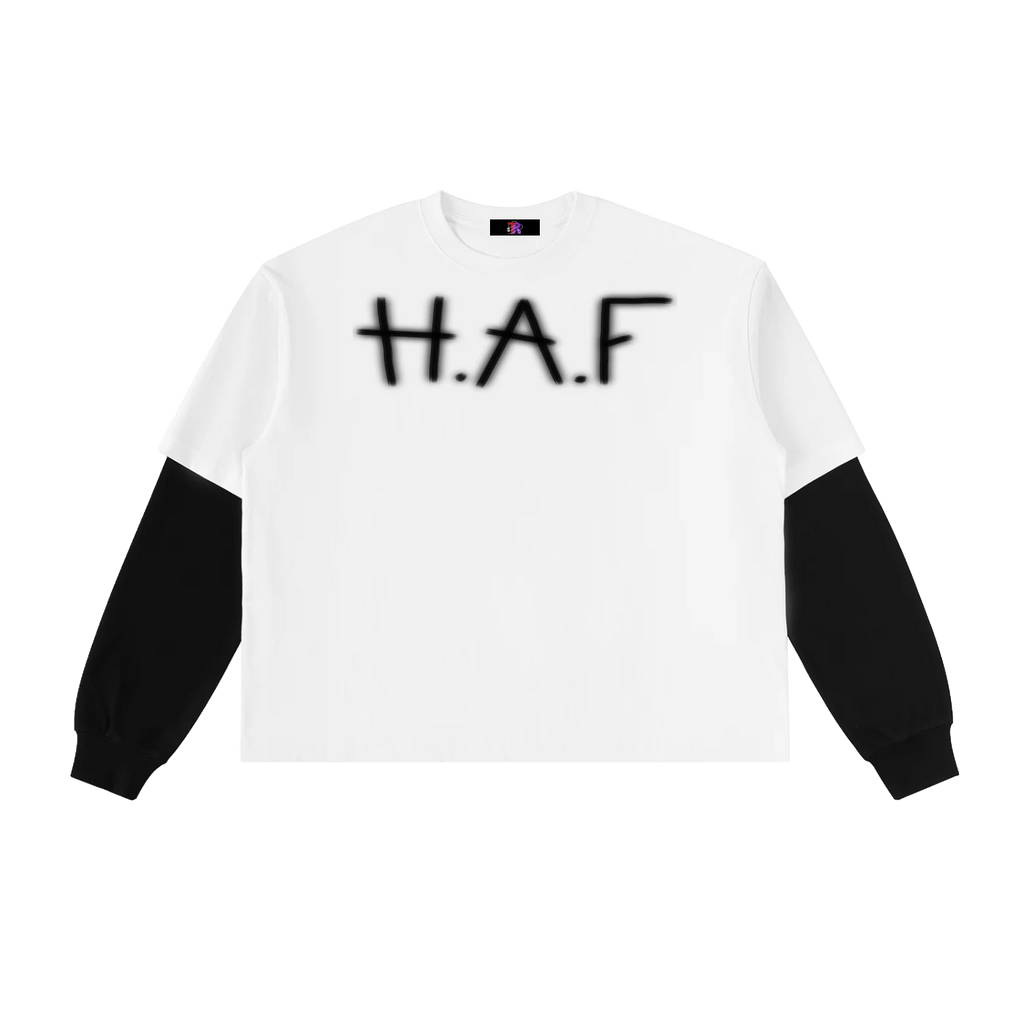 TRASHY ASS PYTHON Layered Contrast Sleeve Cotton T-Shirt