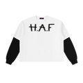 TRASHY ASS PYTHON Layered Contrast Sleeve Cotton T-Shirt