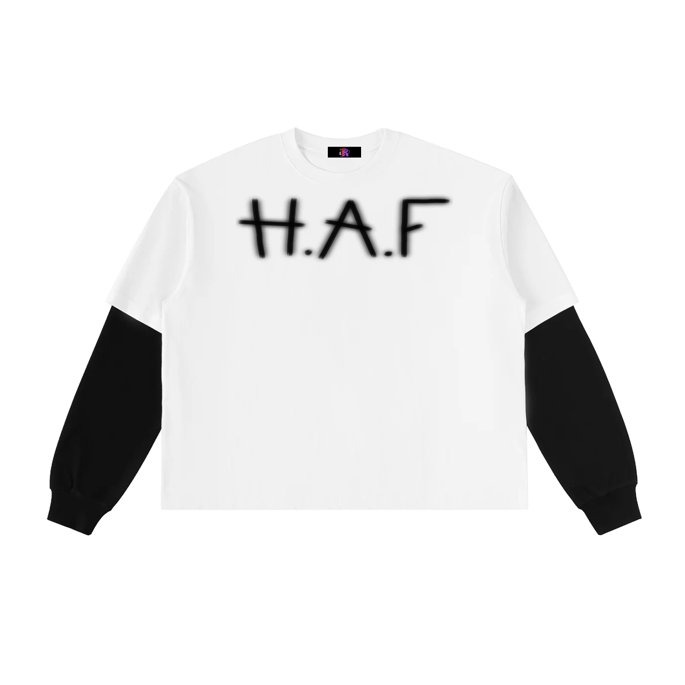TRASHY ASS PYTHON Layered Contrast Sleeve Cotton T-Shirt